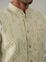 Sage Green Embroidered Men’s Waistcoat - Image 6