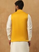 Mustard Yellow Embroidered Men’s Waistcoat - Image 4