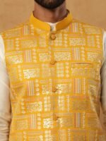 Mustard Yellow Embroidered Men’s Waistcoat - Image 2