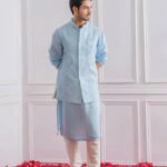 Light Blue Embroidered Men’s Waistcoat