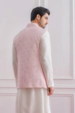 Light Pink Embroidered Men’s Waistcoat - Image 4