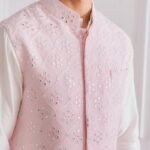 Light Pink Embroidered Men’s Waistcoat