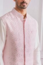 Light Pink Embroidered Men’s Waistcoat