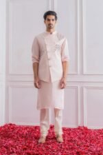 Light Pink Embroidered Men’s Waistcoat - Image 5