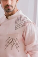 Light Pink Embroidered Men’s Waistcoat - Image 4