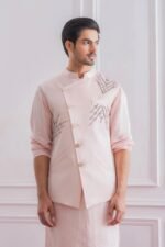 Light Pink Embroidered Men’s Waistcoat - Image 6