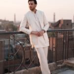 White Embroidered Prince Coat with Shalwar Kameez
