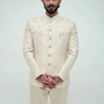 Ivory Embroidered Prince Coat for Men