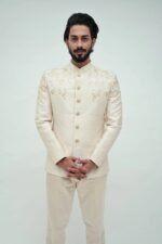 Ivory Embroidered Prince Coat for Men
