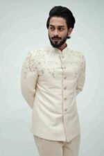 Ivory Embroidered Prince Coat for Men - Image 2