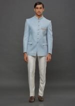 Sky Blue Embellished Prince Coat - Image 5