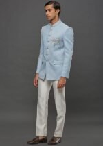 Sky Blue Embellished Prince Coat