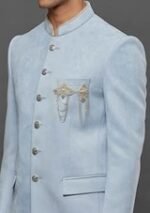Sky Blue Embellished Prince Coat - Image 3