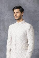 White Embroidered Prince Suit for Men - Image 2