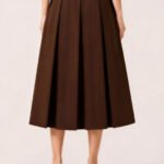 Chocolate Brown Pleated Midi Skirt