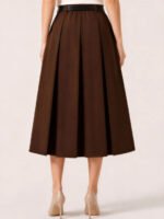 Chocolate Brown Pleated Midi Skirt