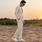 Beige Linen Safari Suit - Image 2