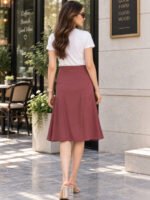 Dusty Rose A-Line Midi Skirt - Image 4