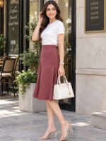 Dusty Rose A-Line Midi Skirt - Image 2