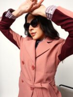 Women's Dusty Rose Contrast Trench Coat - Image 3
