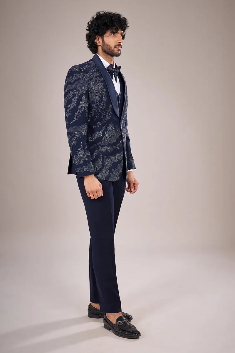 navy-blue-rayon-embellished-tuxedo-set-RMNAA1776-3_593af2bd-68d0-4fd9-8cac-fedb845524fd Navy Blue Rayon Embellished Tuxedo Set - Image 1