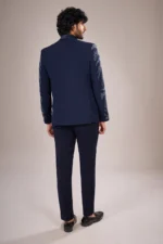 Navy Blue Rayon Embellished Tuxedo Set - Image 4
