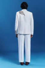 White Japanese Armani Embroidered Tuxedo Set for Men - Image 5