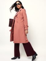 Women's Dusty Rose Contrast Trench Coat